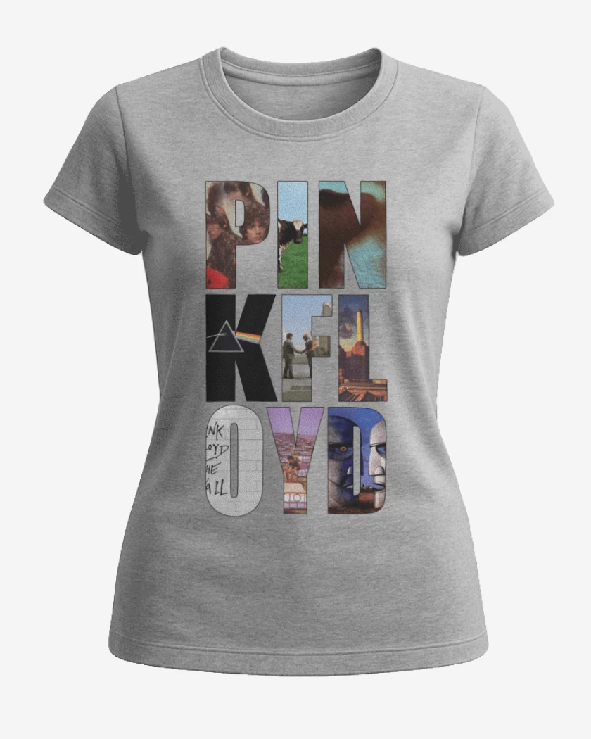 Polera de Mujer Gris Melange de Pink Floyd discos