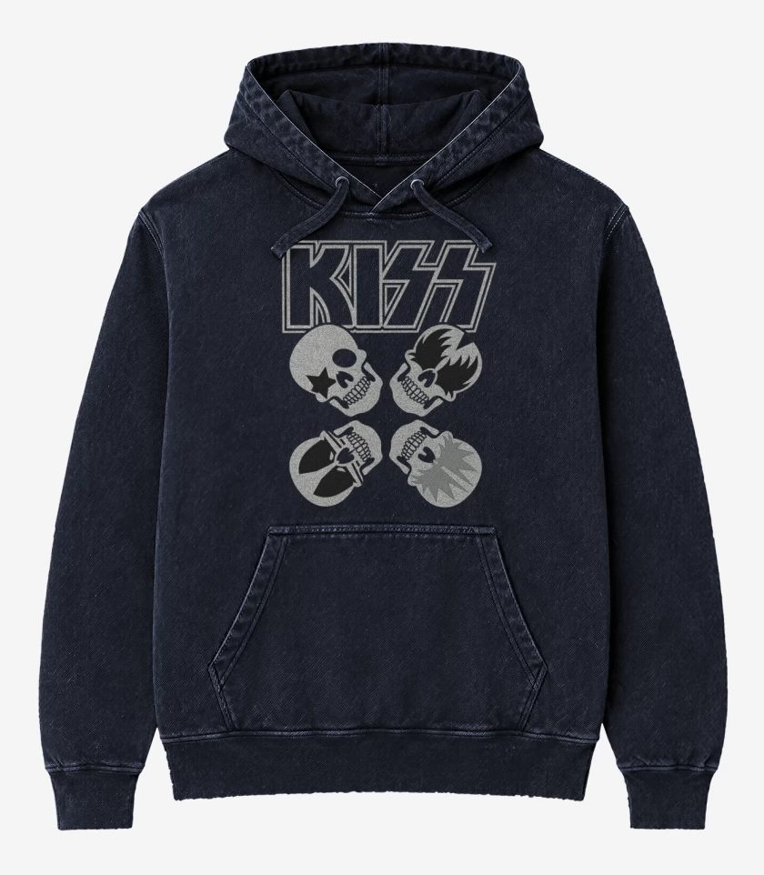 Poleron Canguro Acid Wash Azul Marino de Kiss