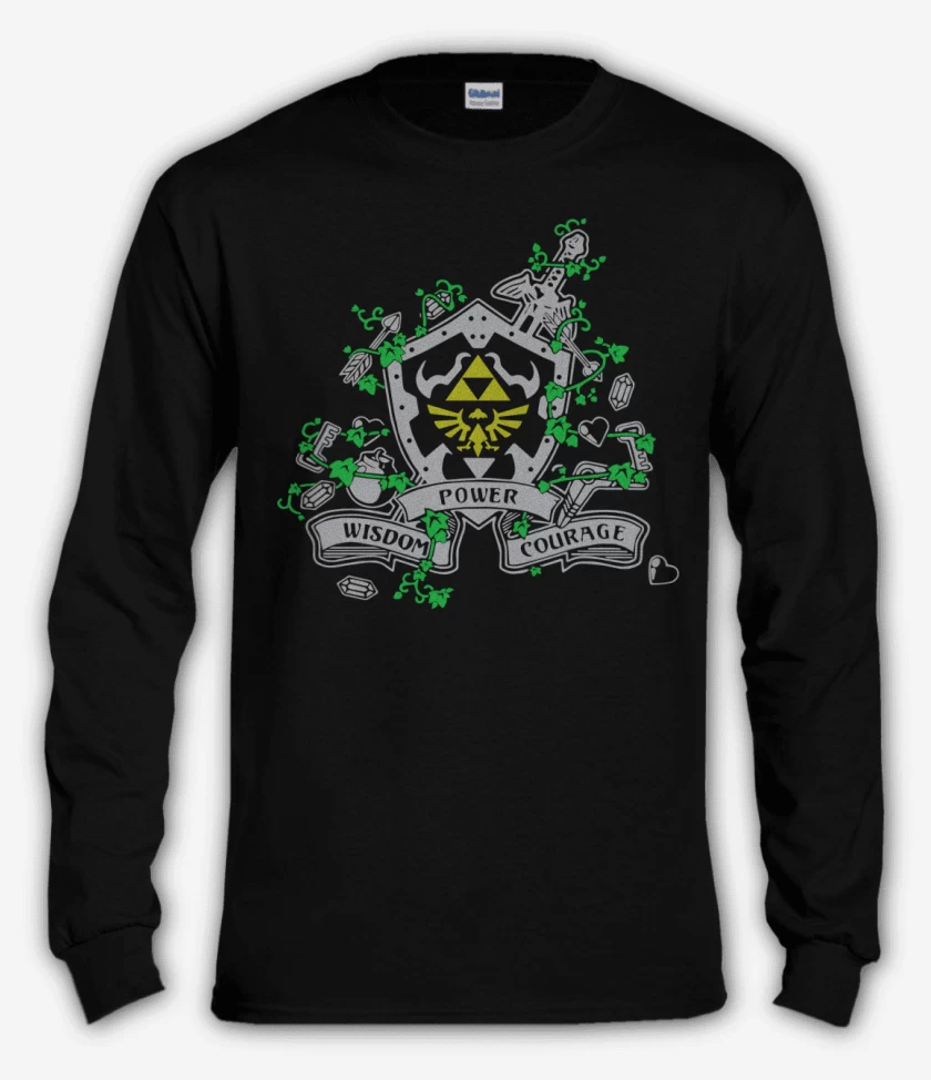 Polera manga larga Negro de Zelda - Power Wisdom Courage