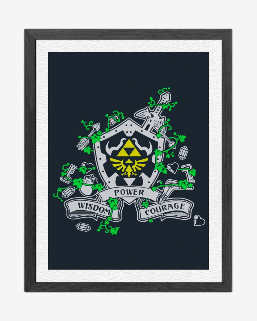 Cuadro decorativo Azul Marino de Zelda - Power Wisdom Courage