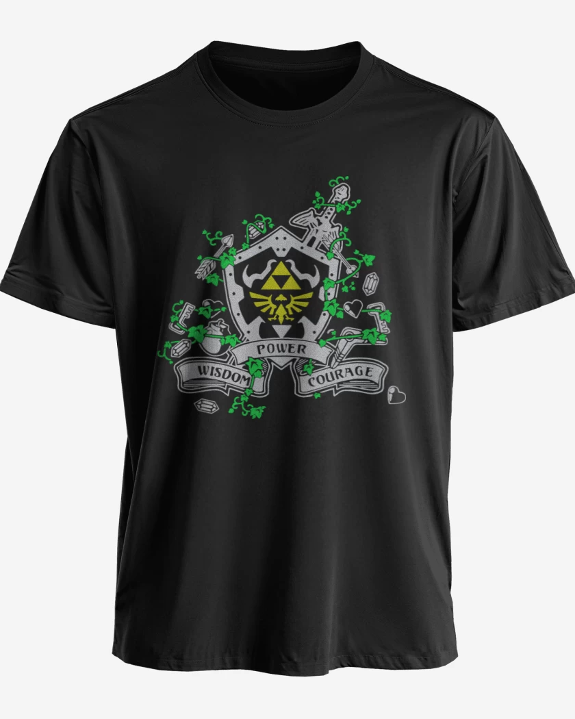 Polera premium Negro de Zelda - Power Wisdom Courage