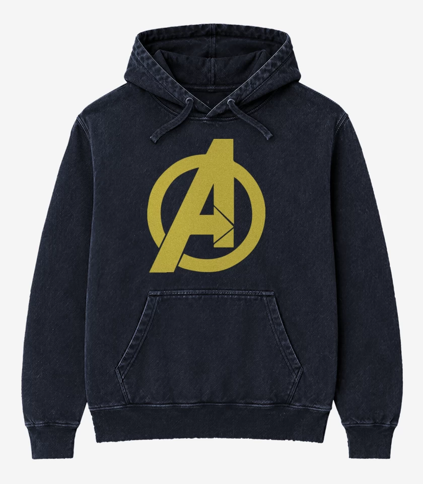 Poleron Canguro Acid Wash Azul Marino de Avengers Symbol