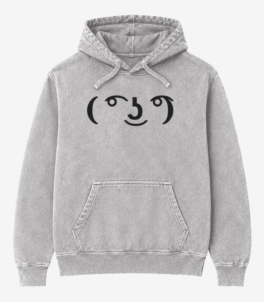 Poleron Canguro Acid Wash Gris Melange de Lenny face
