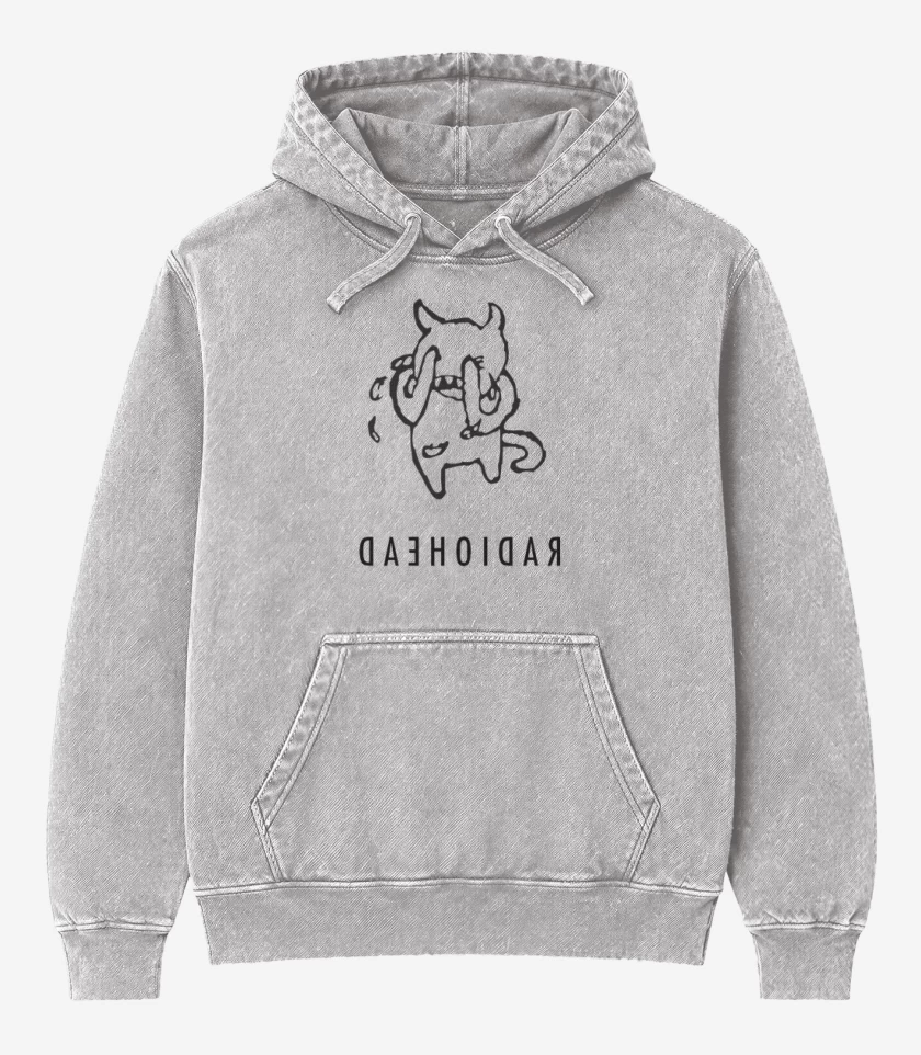 Poleron Canguro Acid Wash Gris Melange de radiohead devil