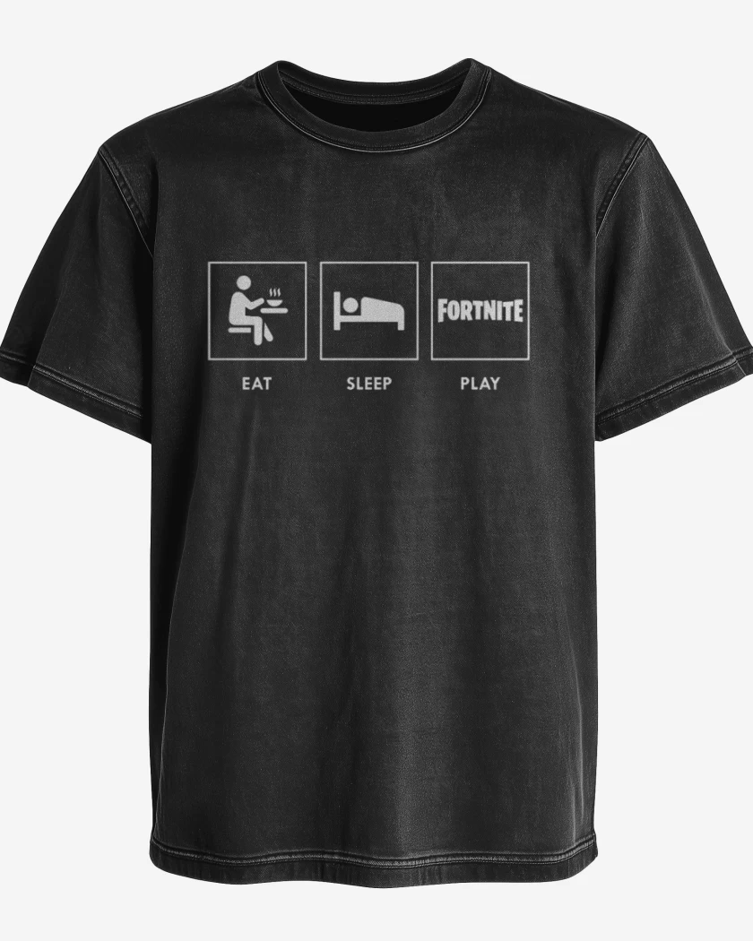 Polera desgastada Negro de play fortnite