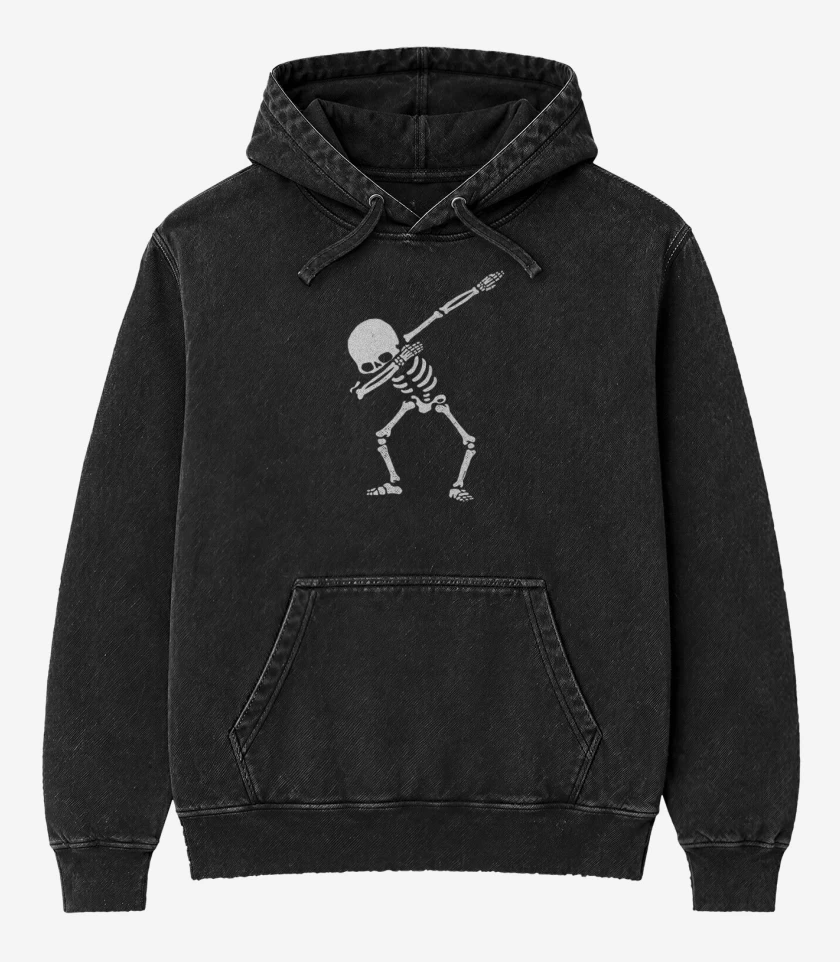 Poleron Canguro Acid Wash Negro de Dab skull