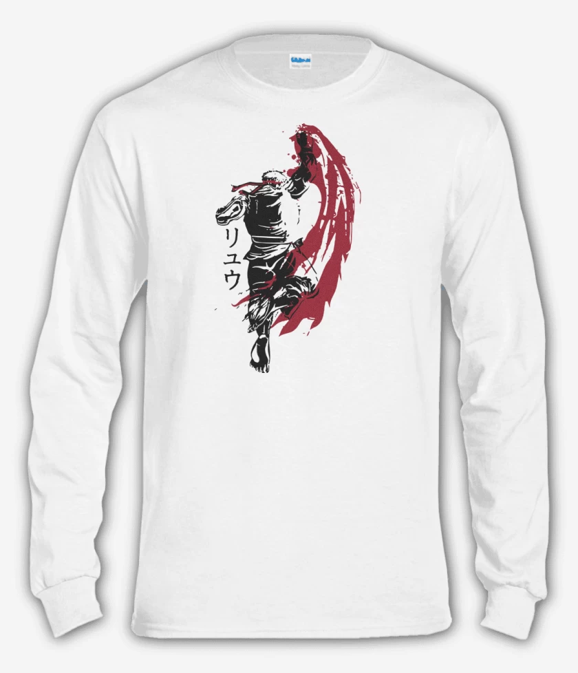 Polera manga larga Blanco de Ryu - Shoryuken