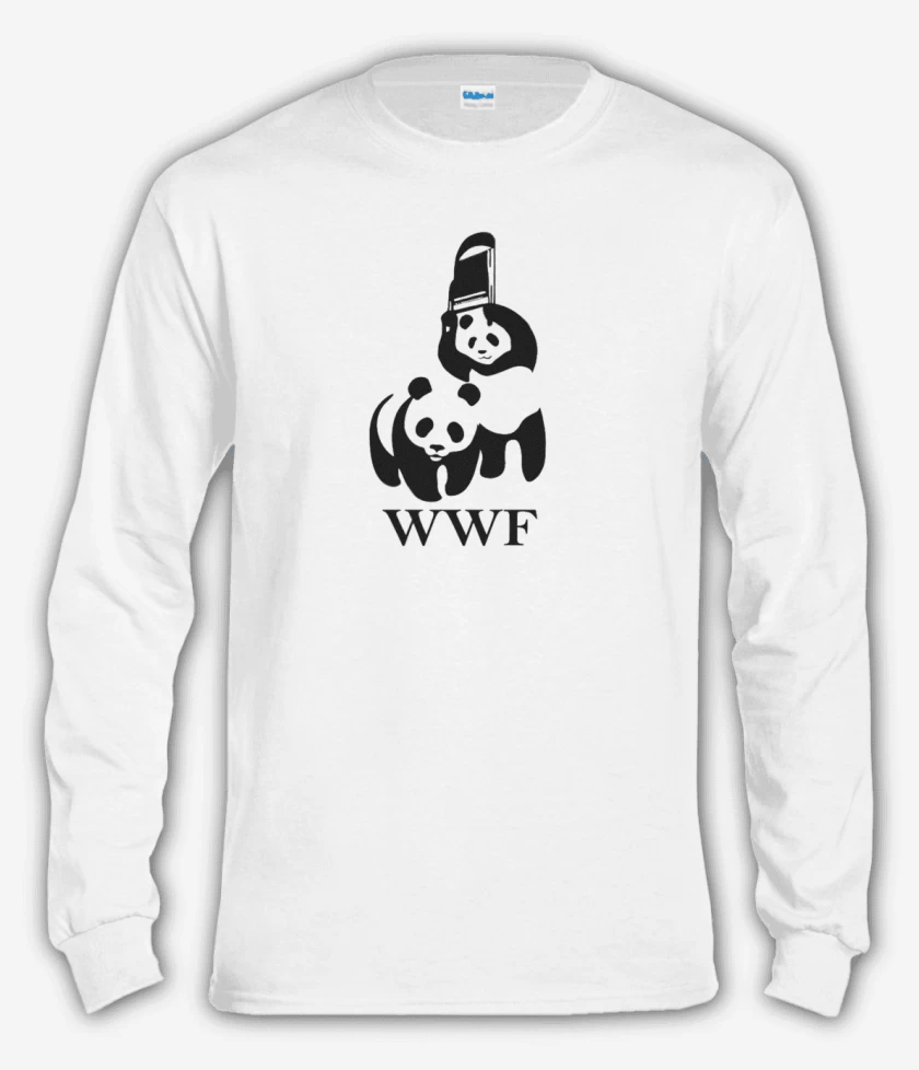 Polera manga larga Blanco de wwf panda