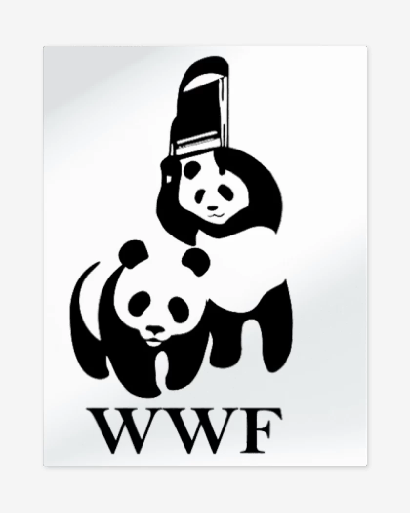 Print metalico Blanco de wwf panda