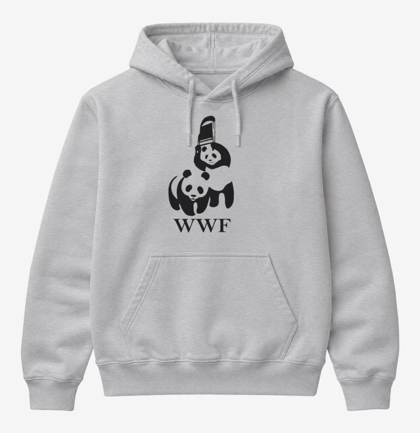 Poleron Canguro básico Gris Melange de wwf panda
