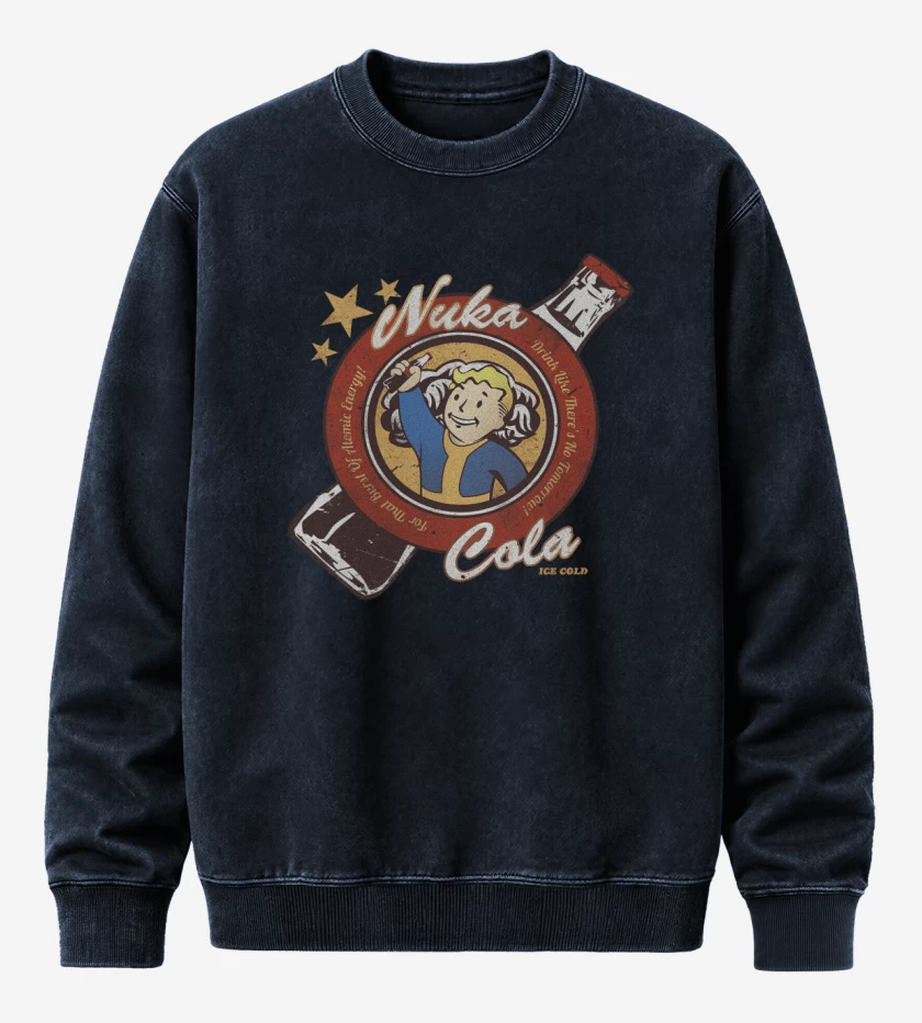 Poleron Polo Acid Wash Azul Marino de Fall out Nuka Cola
