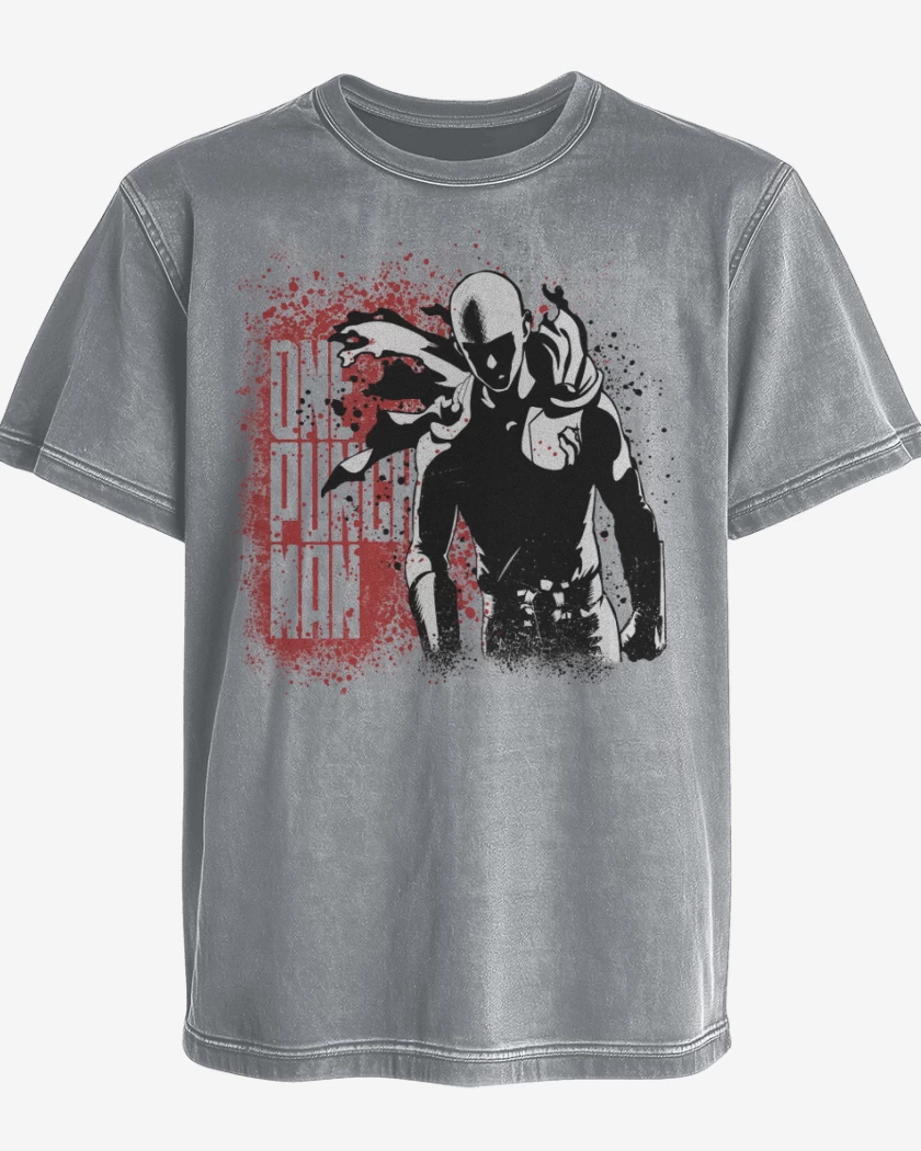 Polera desgastada Gris Melange de Saitama