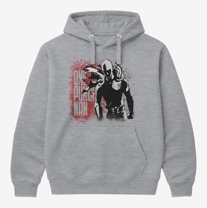 Polerón Canguro Gris Melange de Saitama