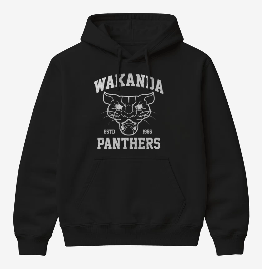 Poleron Canguro básico Negro de wakanda Team