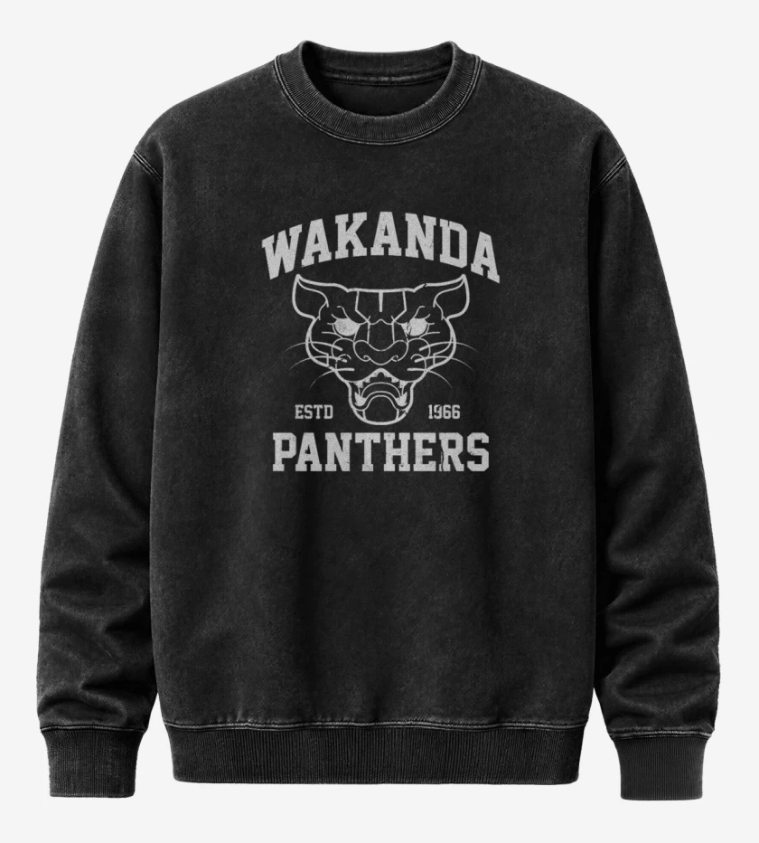 Poleron Polo Acid Wash Negro de wakanda Team