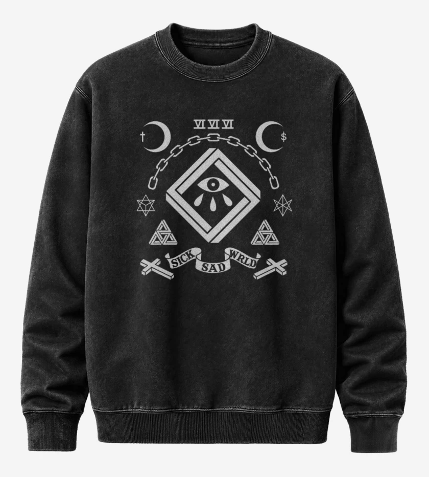 Poleron Polo Acid Wash Negro de Sick sad world
