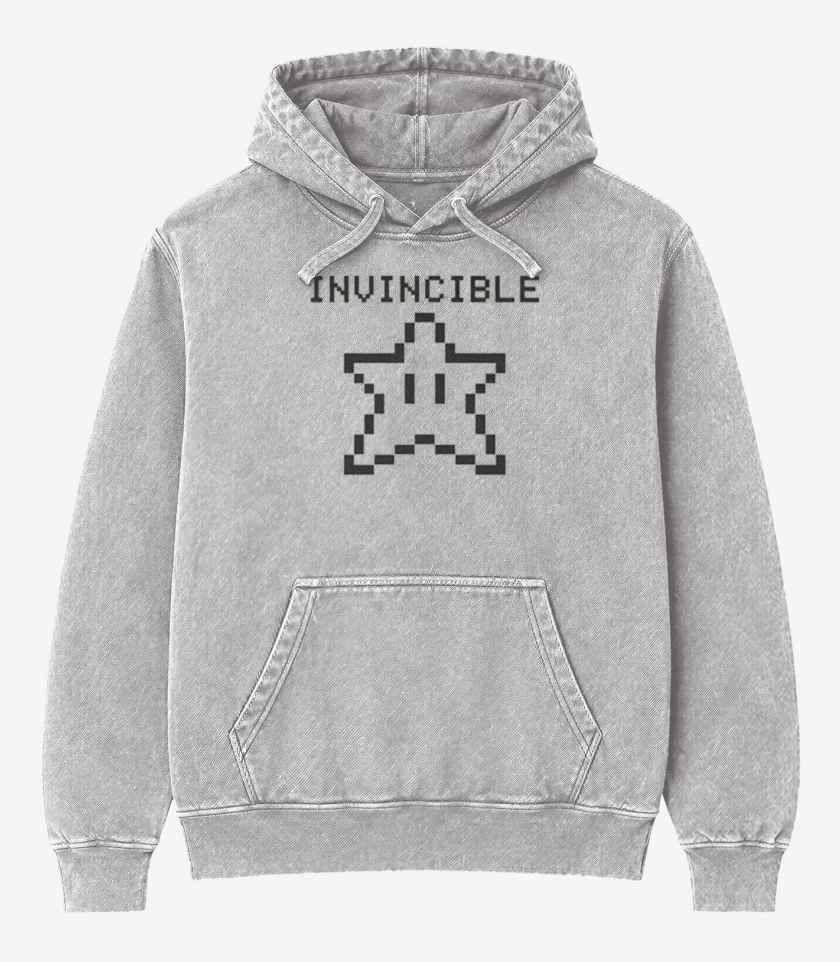 Poleron Canguro Acid Wash Gris Melange de invencible