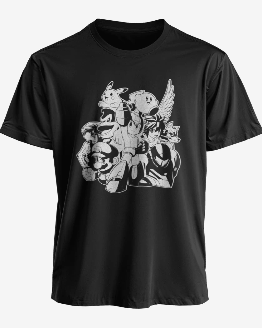 Polera premium Negro de Smash Bros - Personajes