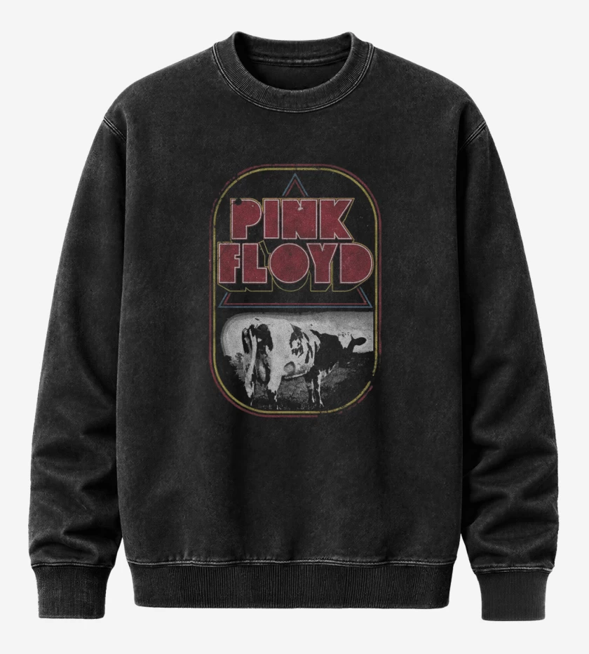 Poleron Polo Acid Wash Negro de Pink Floyd Atom heart mother