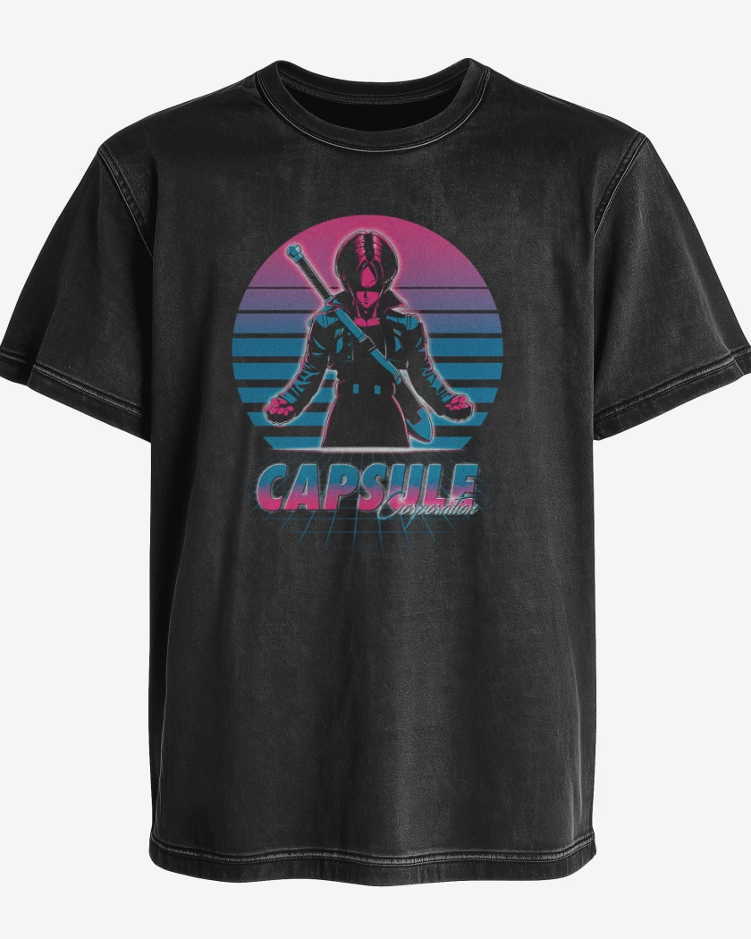 Polera desgastada Negro de Trunks retro