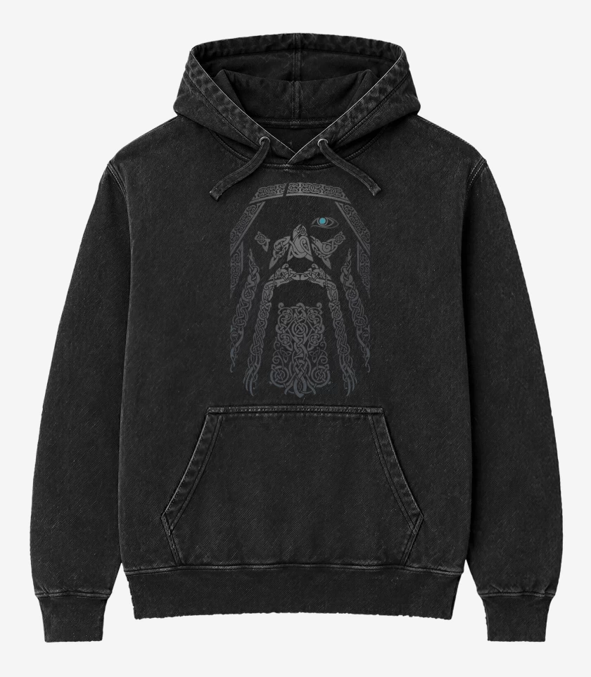 Poleron Canguro Acid Wash Negro de Odin