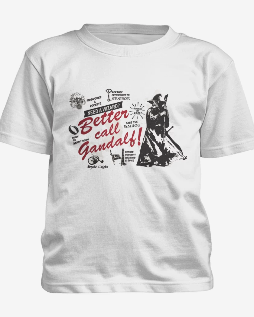 Polera de niño Blanco de Better call Gandalf!