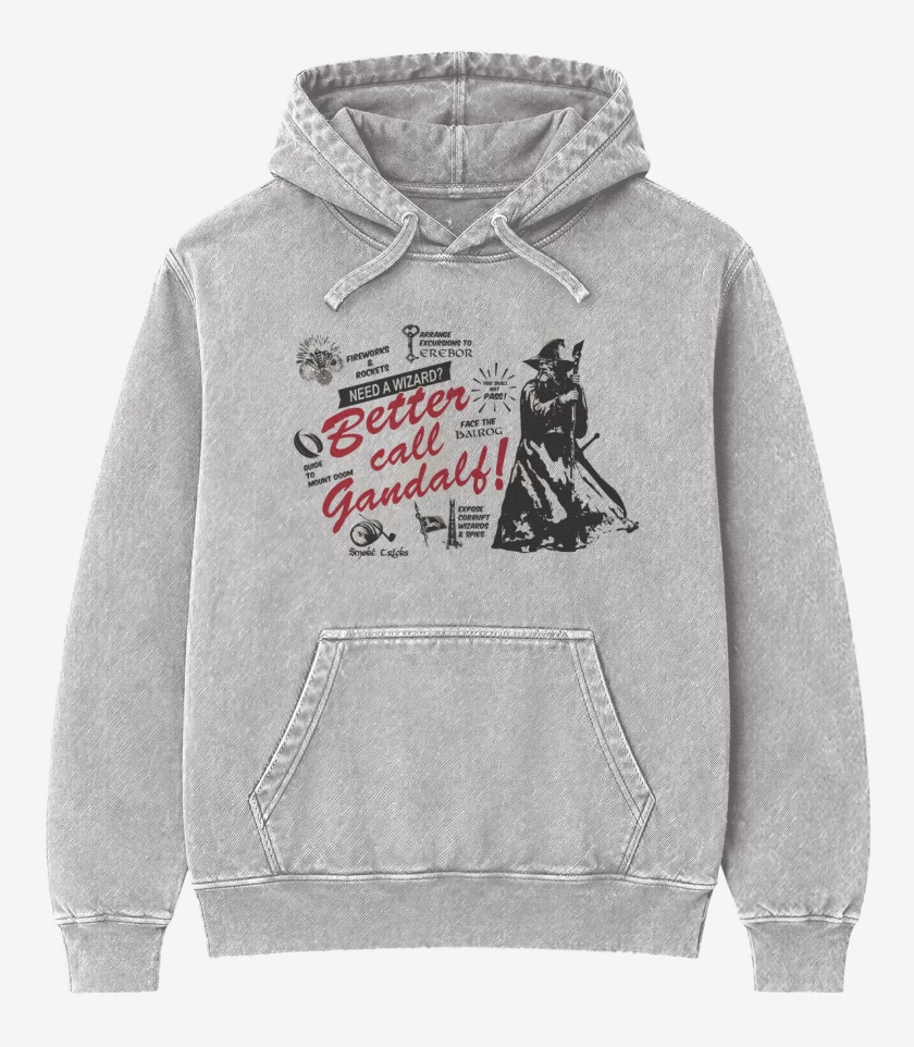 Poleron Canguro Acid Wash Gris Melange de Better call Gandalf!