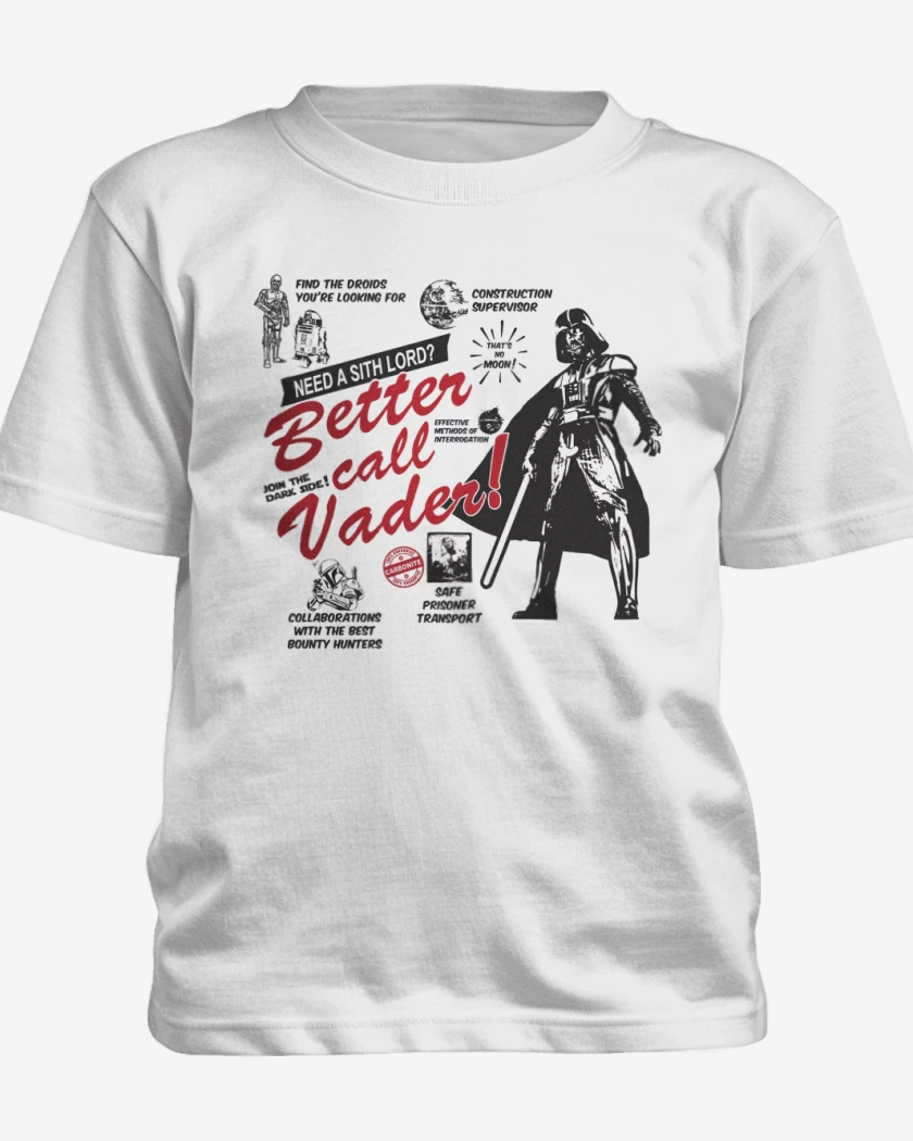 Polera de niño Blanco de Better call Vader!