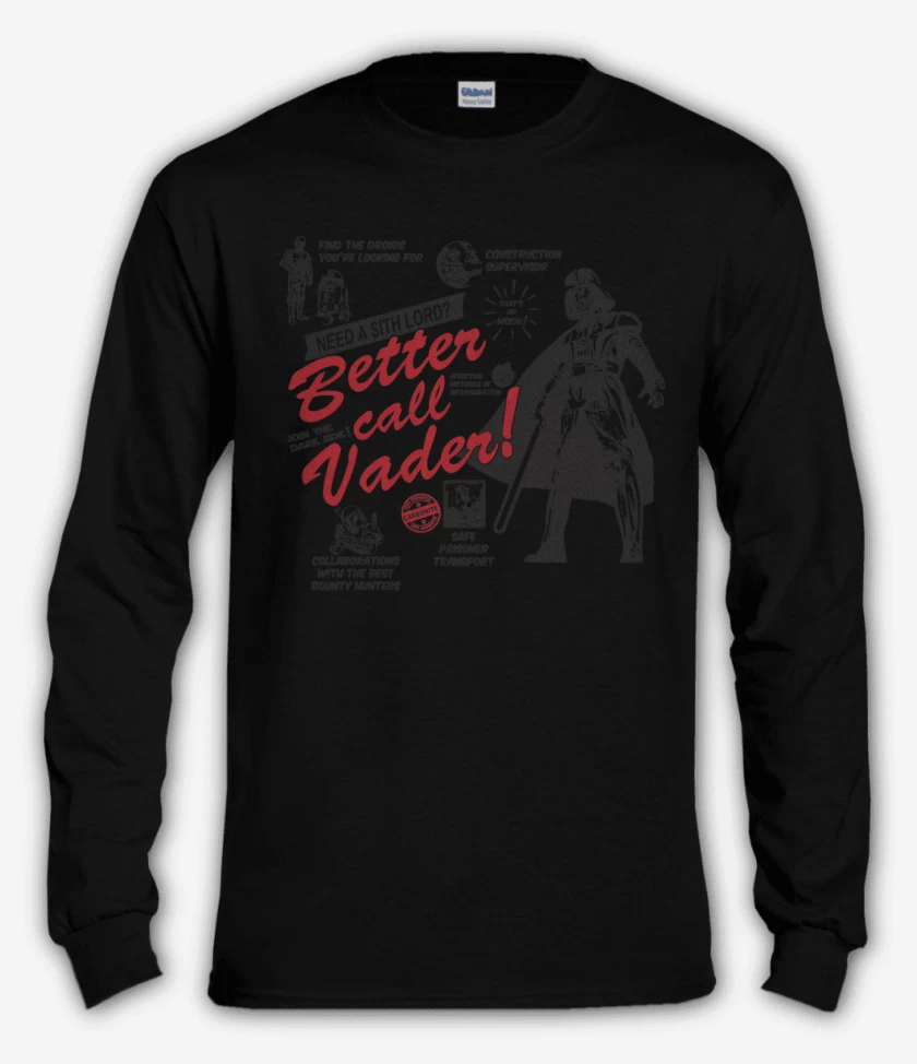 Polera manga larga Negro de Better call Vader!