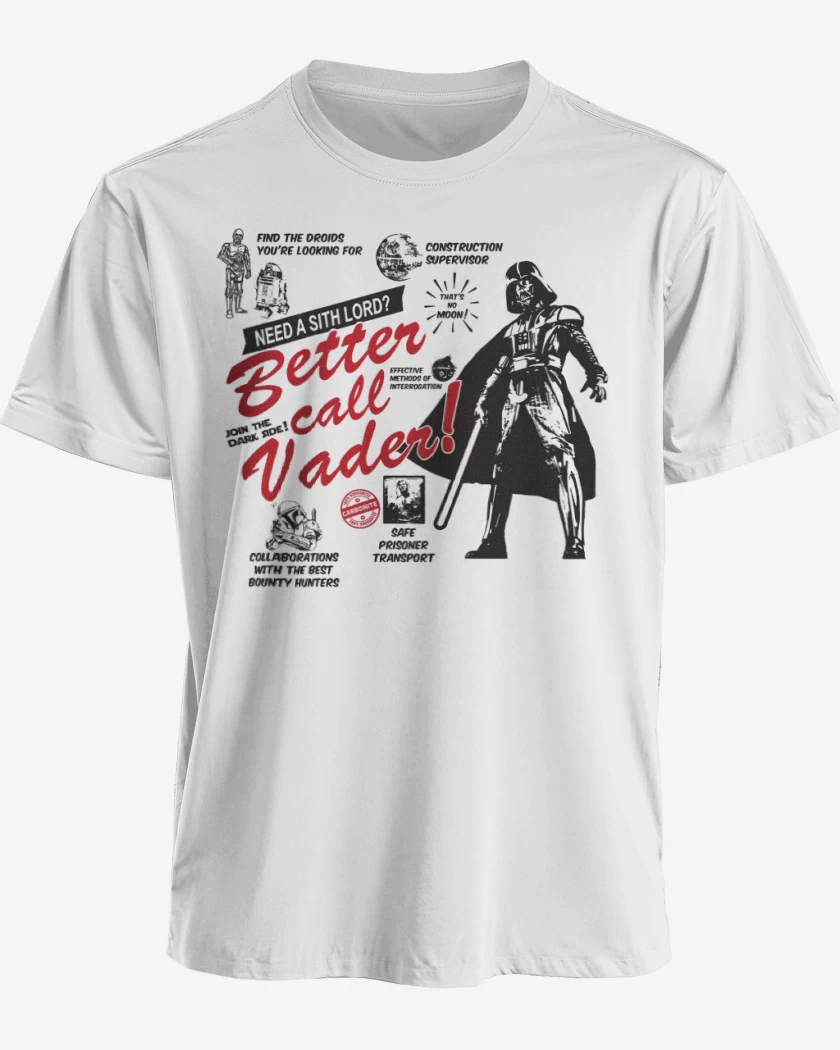 Polera premium Blanco de Better call Vader!