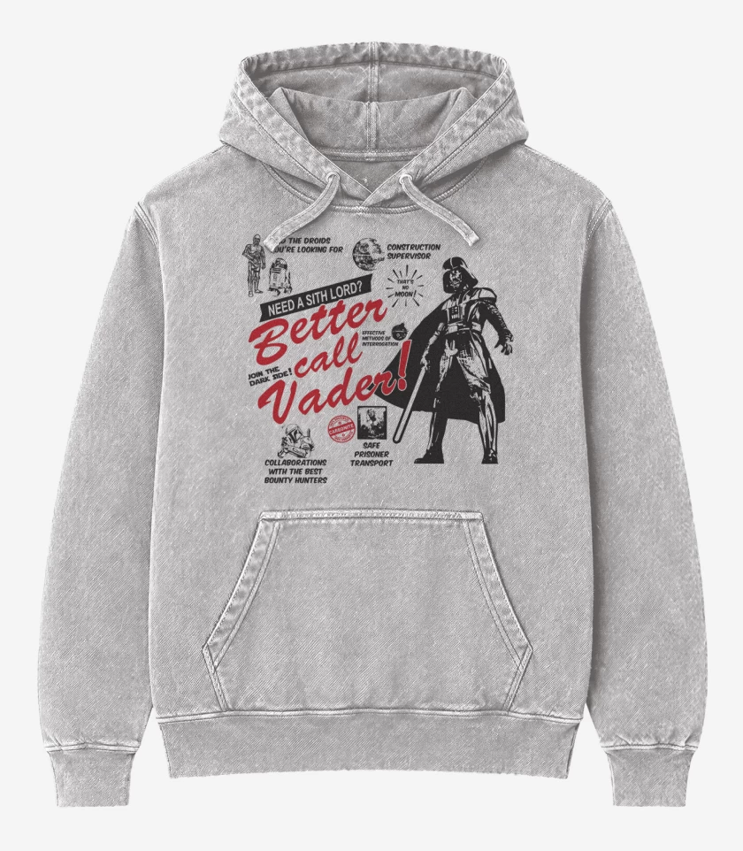 Poleron Canguro Acid Wash Gris Melange de Better call Vader!