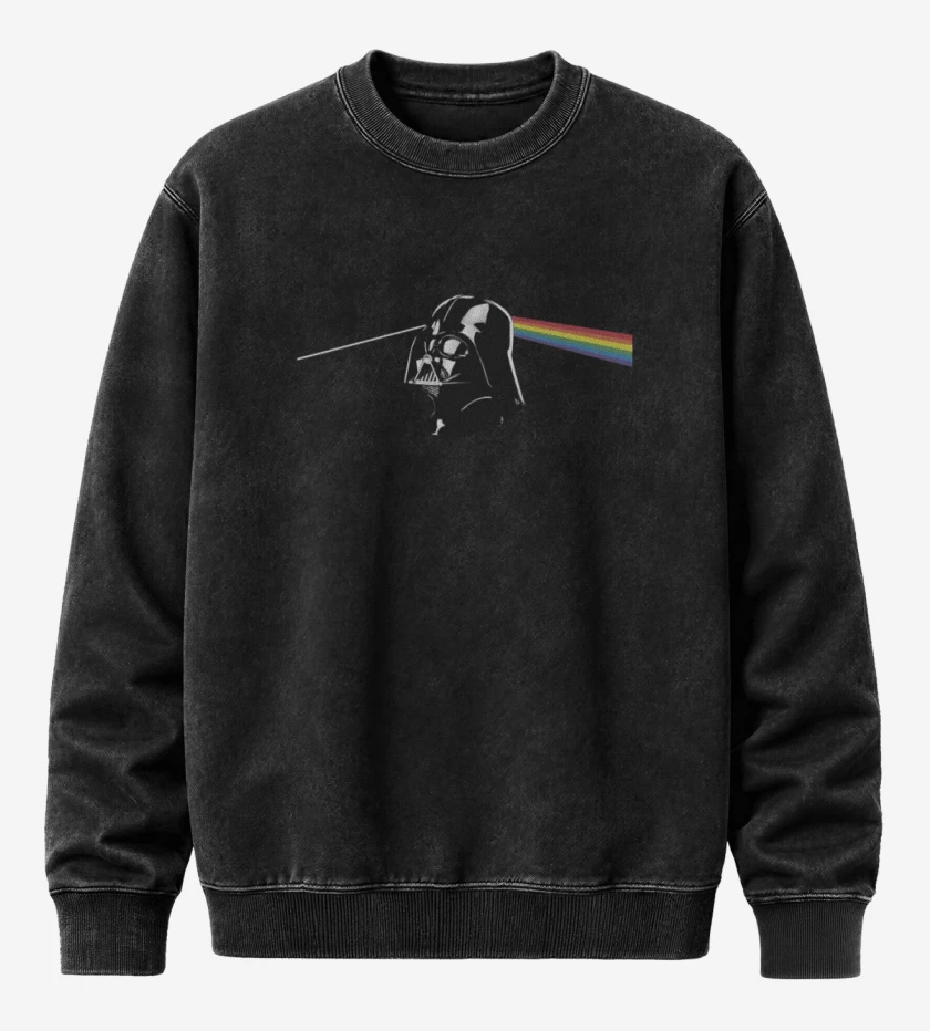 Poleron Polo Acid Wash Negro de Darth side of the moon