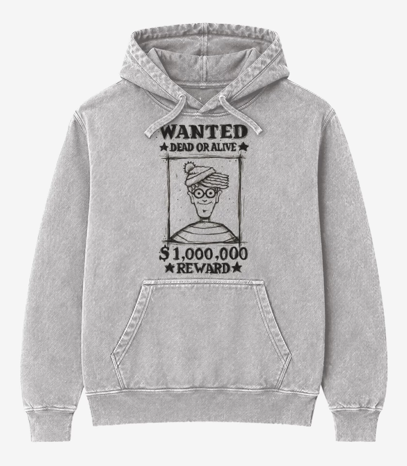 Poleron Canguro Acid Wash Gris Melange de Wally 