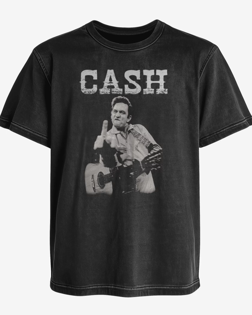 Polera desgastada Negro de Johnny Cash