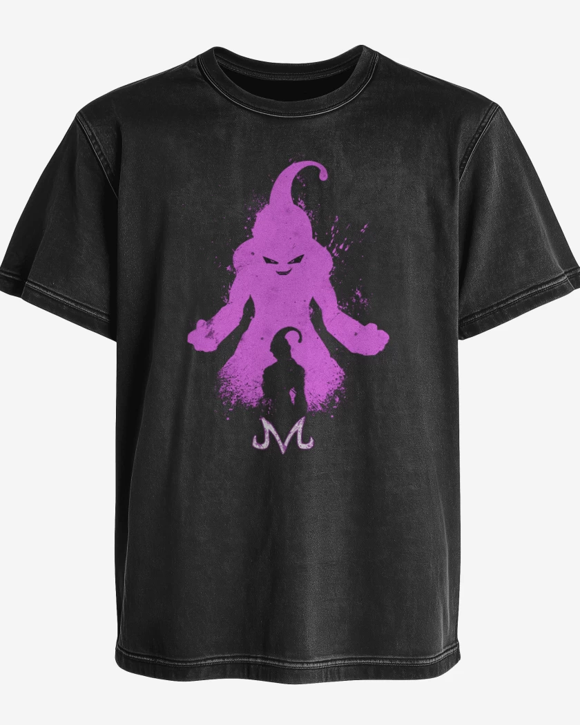 Polera desgastada Negro de Majin boo