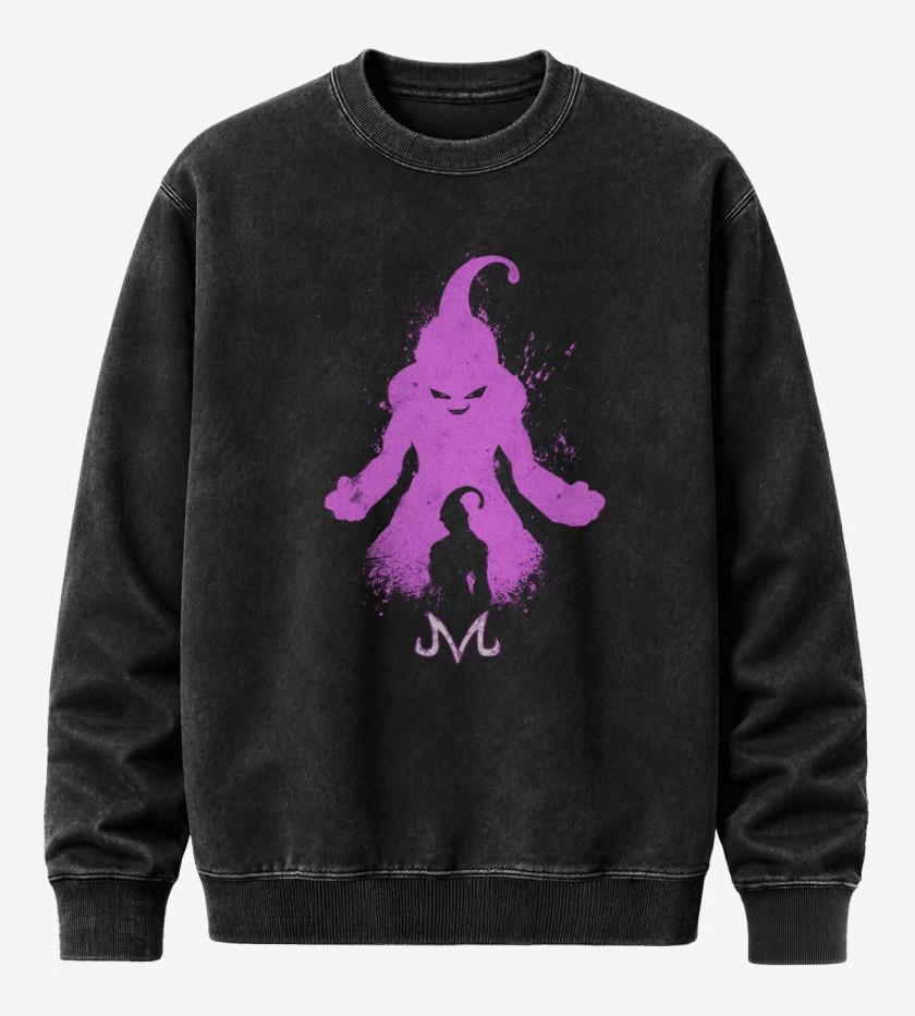 Poleron Polo Acid Wash Negro de Majin boo