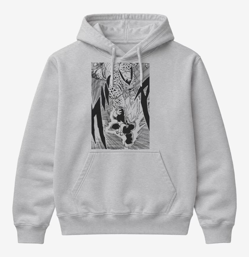 Poleron Canguro básico Gris Melange de Vegeta vs cell
