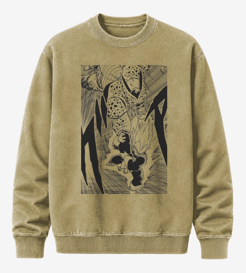 Poleron Polo Acid Wash Beige de Vegeta vs cell