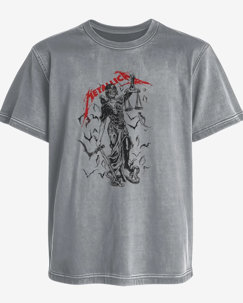 Polera desgastada Metallica and justice