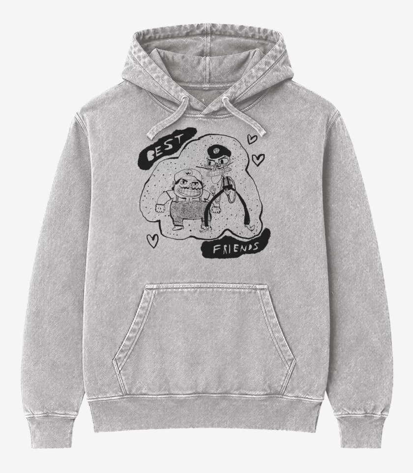 Poleron Canguro Acid Wash Gris Melange de Best Friends 