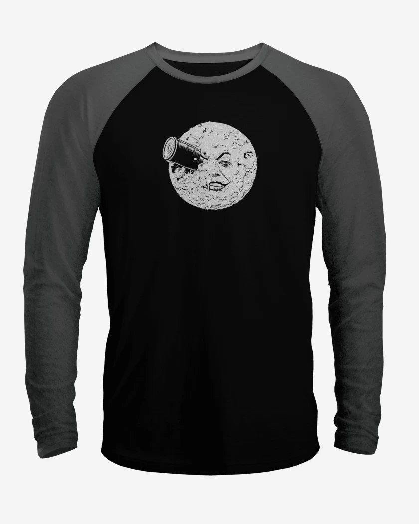 Polera Raglan Negro / Negro Heather de Viaje a la luna