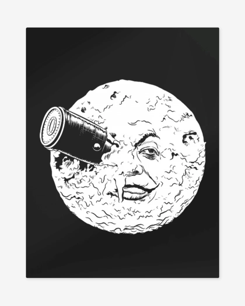 Print metalico Negro de Viaje a la luna