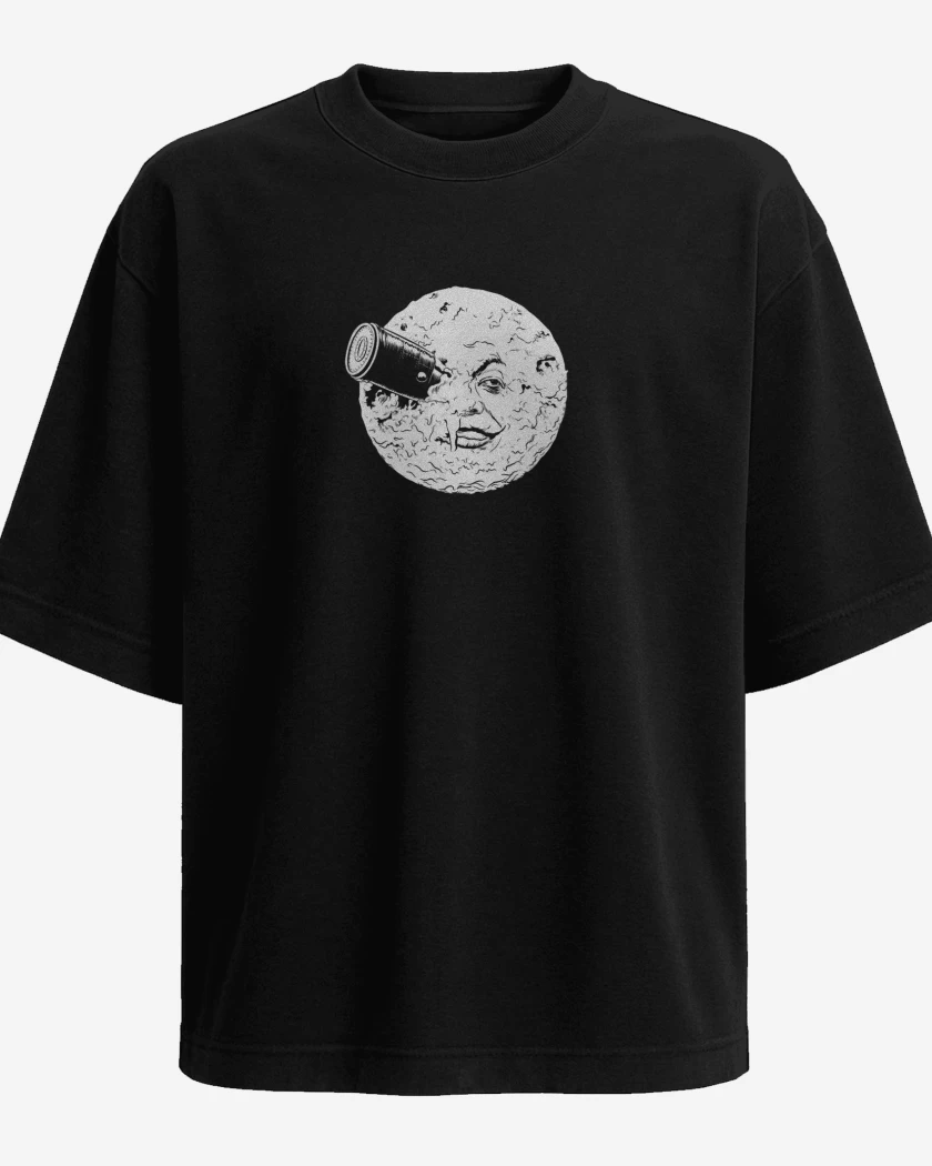 Polera Oversize Negro de Viaje a la luna