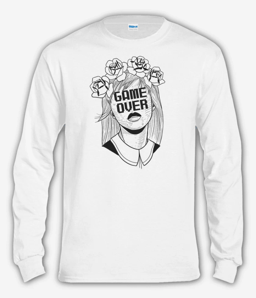 Polera manga larga Blanco de Game over 2