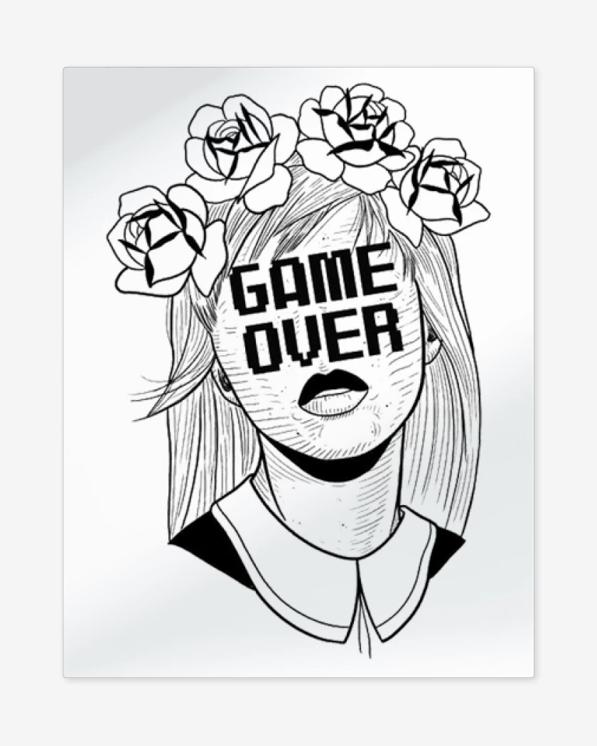 Print metalico Blanco de Game over 2