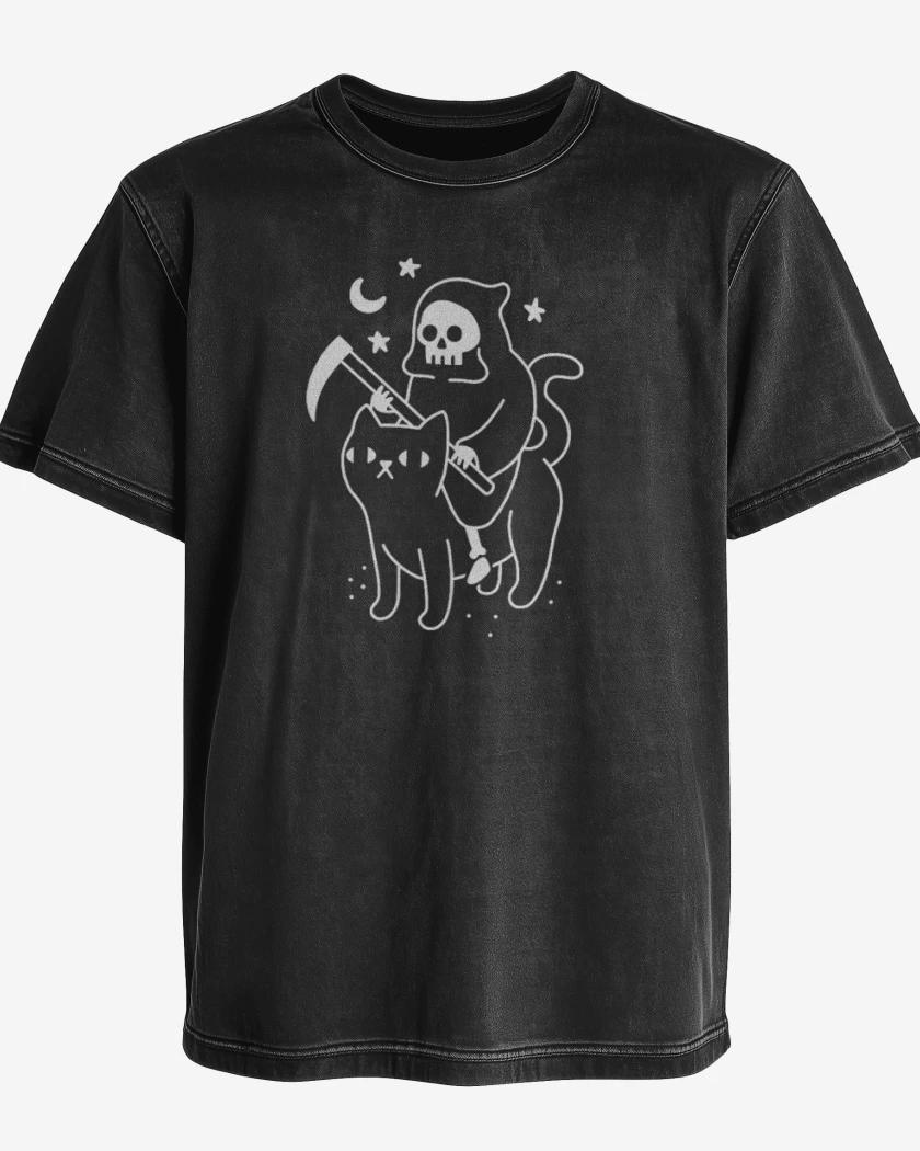 Polera desgastada Gatito de la muerte