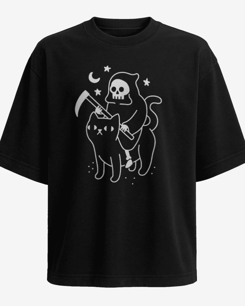 Polera Oversize Gatito de la muerte
