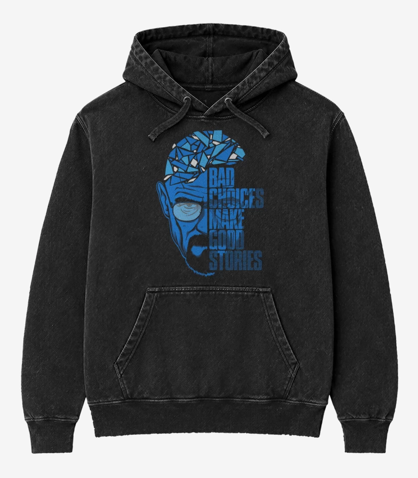 Poleron Canguro Acid Wash Negro de Breaking bad Walter 