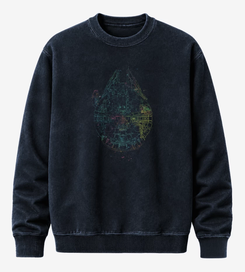 Poleron Polo Acid Wash Azul Marino de Halcon milenario galactico