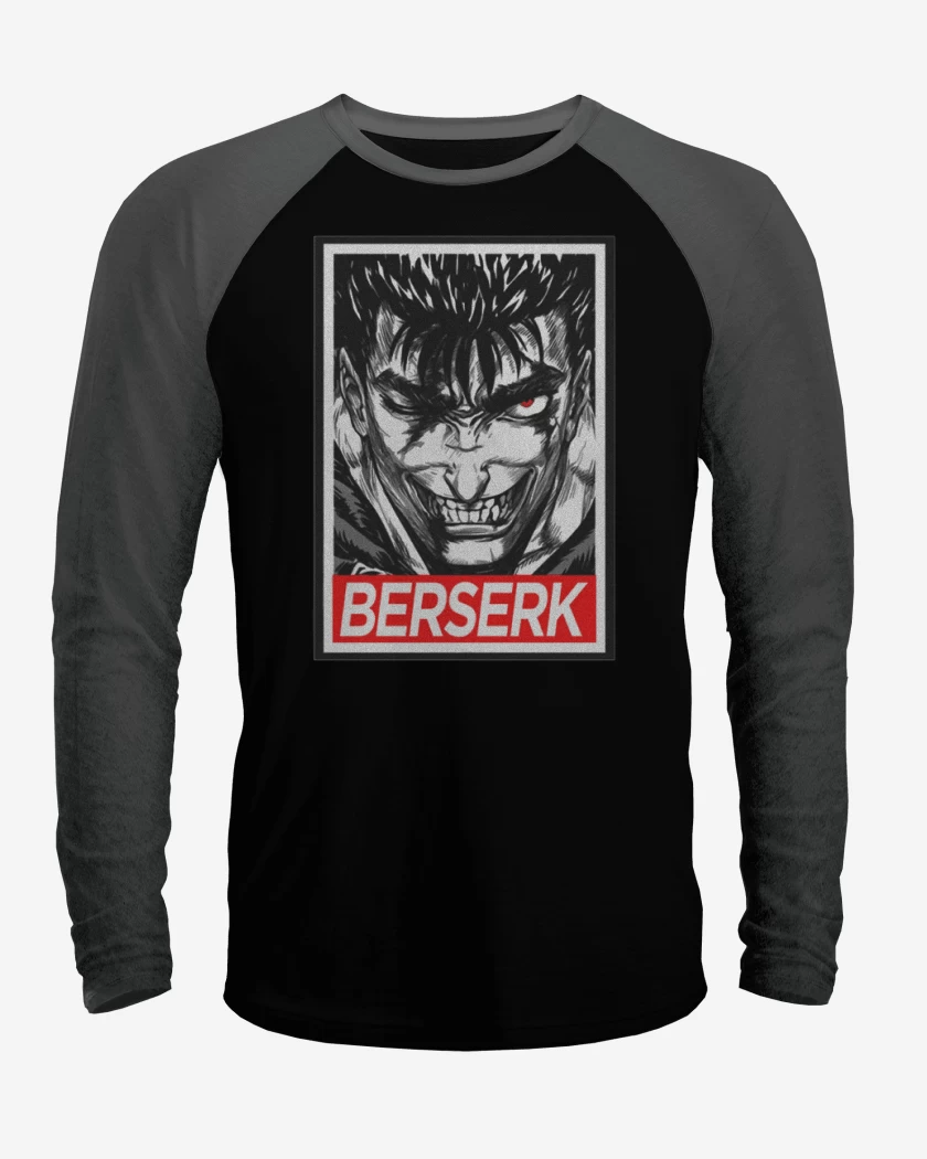 Polera Raglan Negro / Negro Heather de Berserk